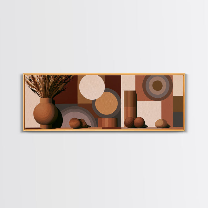 Ceramic Vase with Dried Grasses Framed Canvas Print, Scandinavian Art, Fine Art Print, Living Room Decor, Fine Art, Nordic, SCA-3x1-53