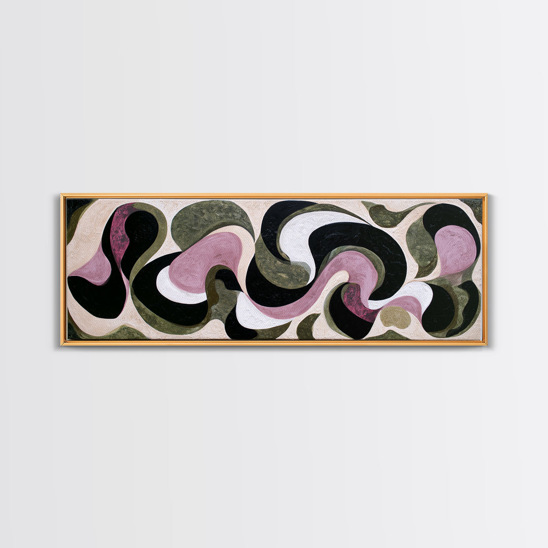 Simple Mushroom and Moss Forest Study Framed Canvas Print, Scandinavian Art, Textured Painting, Living Room Decor, Nordic, SCA-3x1-64