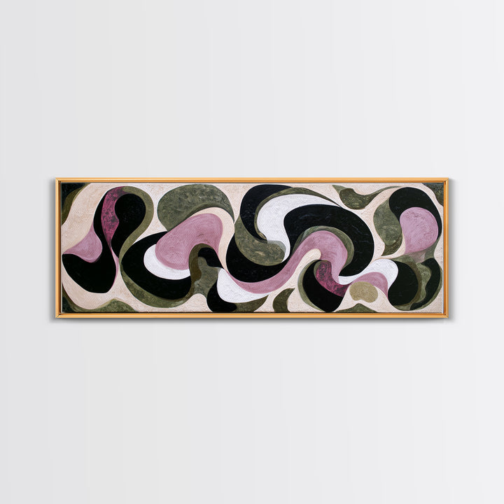 Simple Mushroom and Moss Forest Study Framed Canvas Print, Scandinavian Art, Textured Painting, Living Room Decor, Nordic, SCA-3x1-64