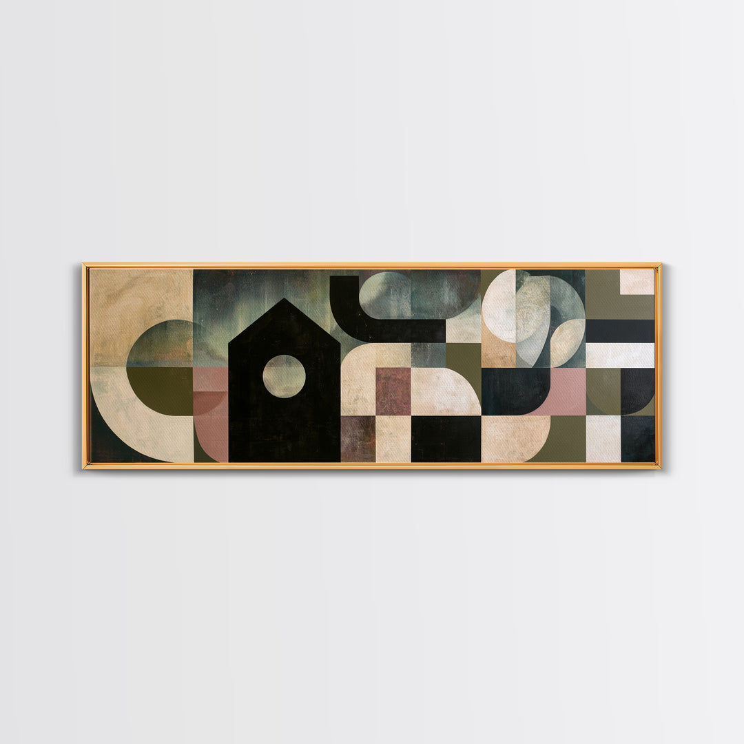 Simple Black House Shape Canvas Print, Scandinavian Art, Printable Art, Living Room Decor, Fine Art, Nordic, Modern Art, SCA-3x1-71