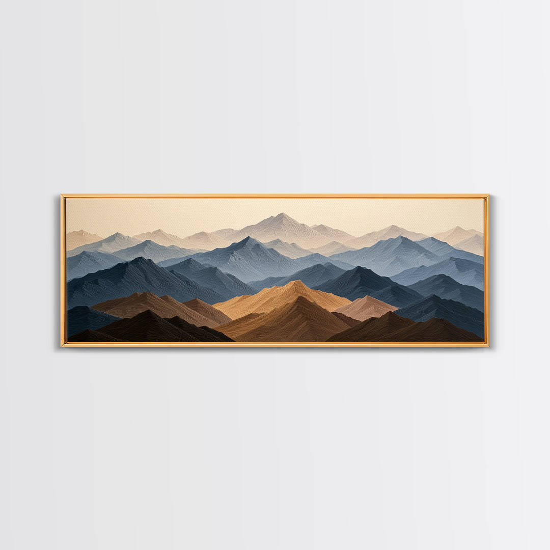 Muted Mountain Layers Framed Canvas Print, Scandinavian Art, Decor, Living Room Decor, Fine Art, Nordic, Printable Art, SCA-3x1-72