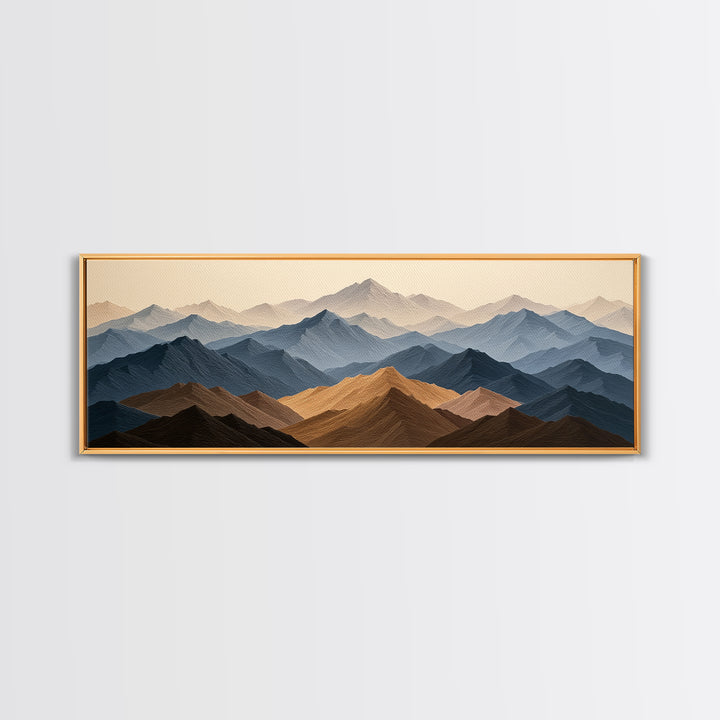 Muted Mountain Layers Framed Canvas Print, Scandinavian Art, Decor, Living Room Decor, Fine Art, Nordic, Printable Art, SCA-3x1-72