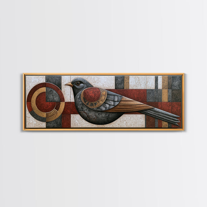 Nordic Folk Bird Canvas Print, Scandinavian Art, Farmhouse Decor, Living Room Decor, Fine Art, Nordic, Gallery Decor, SCA-3x1-75