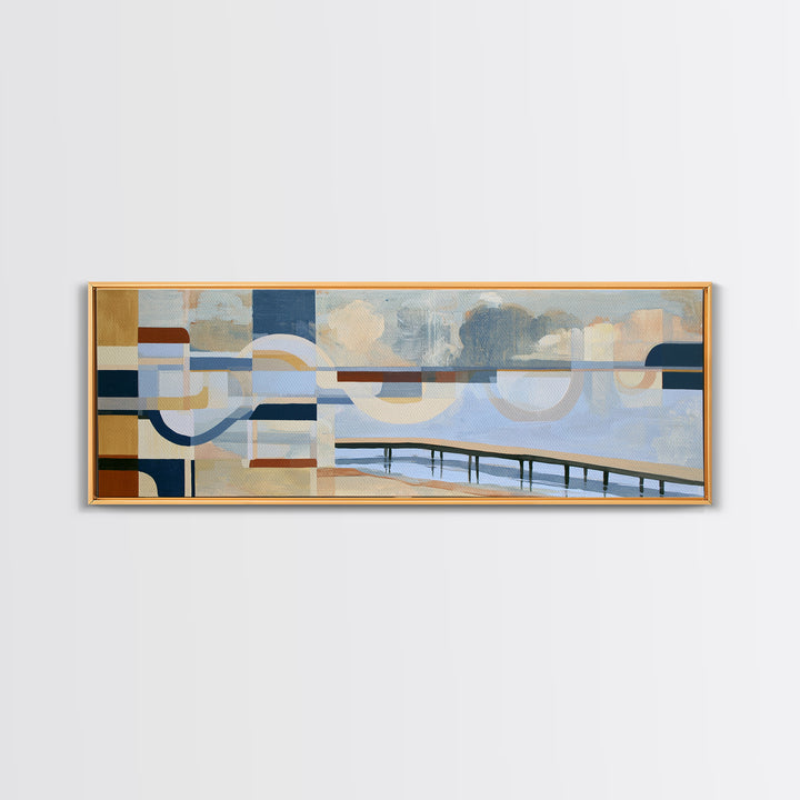 Calm Lake Dock Framed Canvas Print, Scandinavian Art, Living Room Decor, Fine Art, Nordic, Gallery Decor, Neutral Decor, SCA-3x1-79