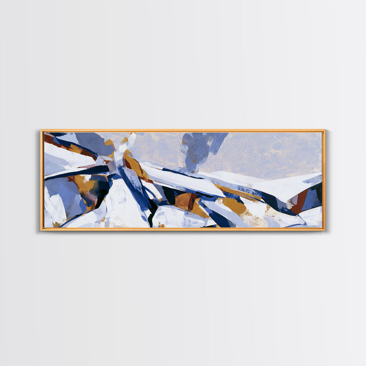 Winter Cabin Smoke Framed Canvas Print, Scandinavian Art, Modern Wall Art, Living Room Decor, Nordic, Statement Artwork, SCA-3x1-82