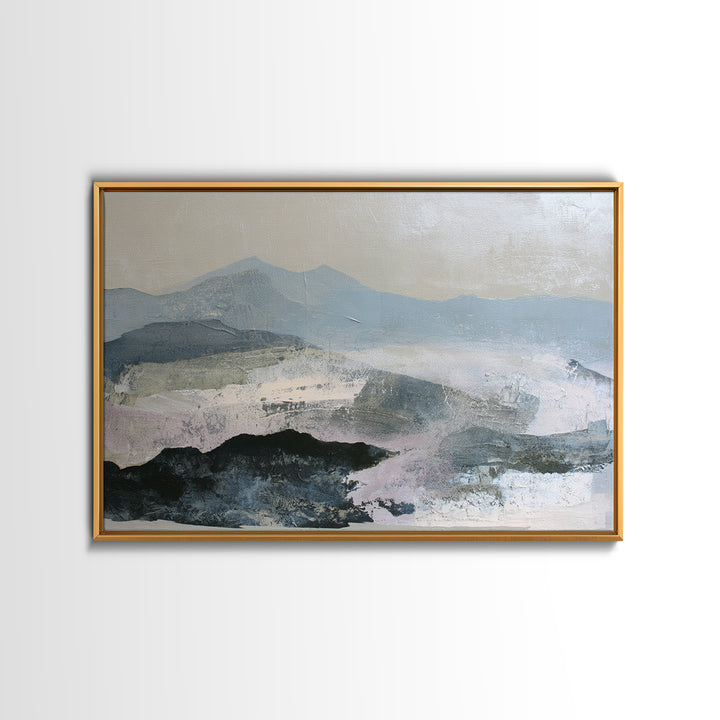 Muted Mountain Layers Canvas Print, Scandinavian Art, Neutral Decor, Living Room Decor, Oil Painting, Nordic, Wall Decor, SCA-3x2-12