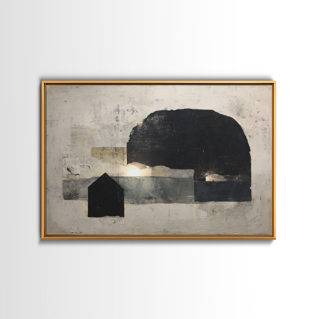 Minimal Meadow Flowers Framed Canvas Print, Scandinavian Art, Living Room Decor, Oil Painting, Nordic, Gallery Decor, SCA-3x2-14