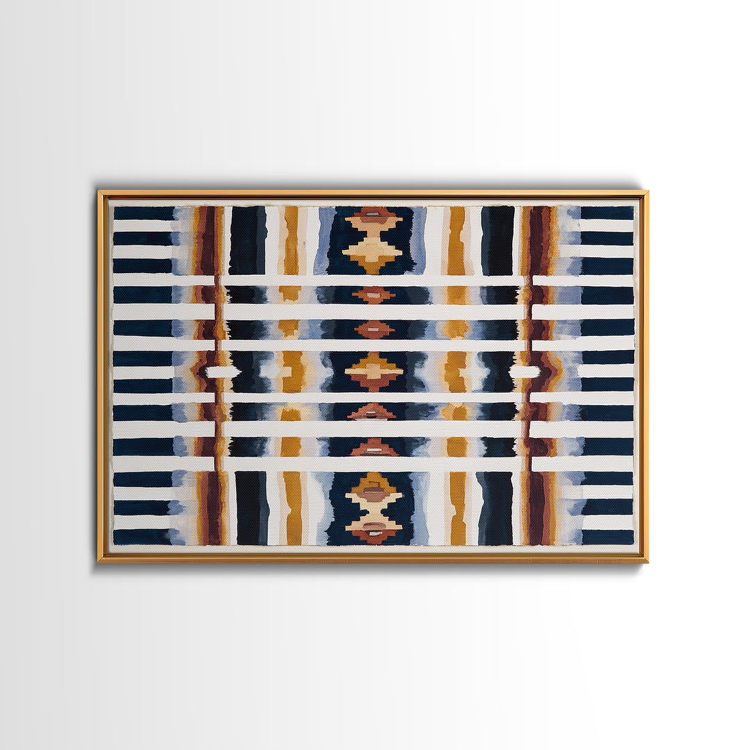 Scandinavian Textile Pattern Framed Canvas Print, Scandinavian Art, Fine Art Print, Living Room Decor, Fine Art, Nordic, SCA-3x2-20
