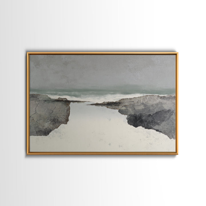 Minimal Fjord Landscape Canvas Print, Scandinavian Art, Floral Wall Art, Living Room Decor, Oil Painting, Nordic, SCA-3x2-30