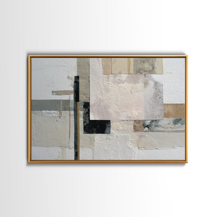 Soft Beige Geometric Abstraction Framed Canvas Print, Scandinavian Art, Wall Decor, Living Room Decor, Abstract Art, Nordic, SCA-3x2-31