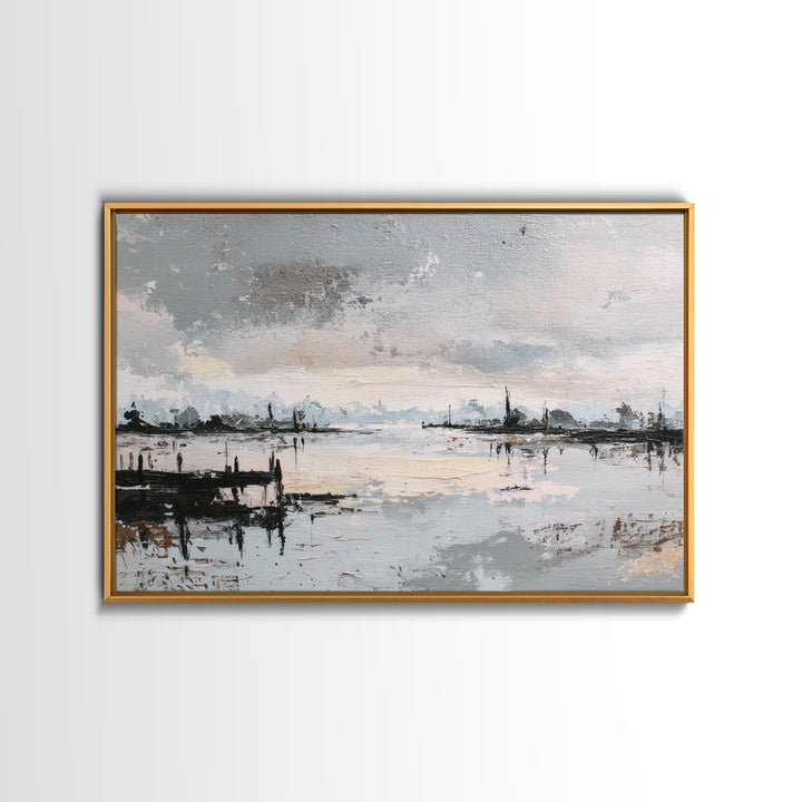 Reindeer Silhouette in Snowy Landscape Canvas Print, Scandinavian Art, Modern Art, Living Room Decor, Fine Art, Nordic, SCA-3x2-34