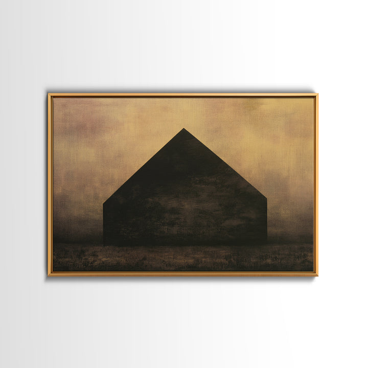 Simple Black House Shape Framed Canvas Print, Scandinavian Art, Mid Century Modern, Living Room Decor, Abstract Art, Nordic, SCA-3x2-35