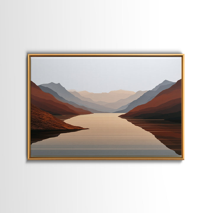 Minimal Fjord Landscape Canvas Print, Scandinavian Art, Floral Wall Art, Living Room Decor, Oil Painting, Nordic, SCA-3x2-54