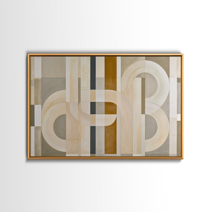 Soft Beige Geometric Abstraction Framed Canvas Print, Scandinavian Art, Living Room Wall Art, Living Room Decor, Abstract Art, SCA-3x2-55