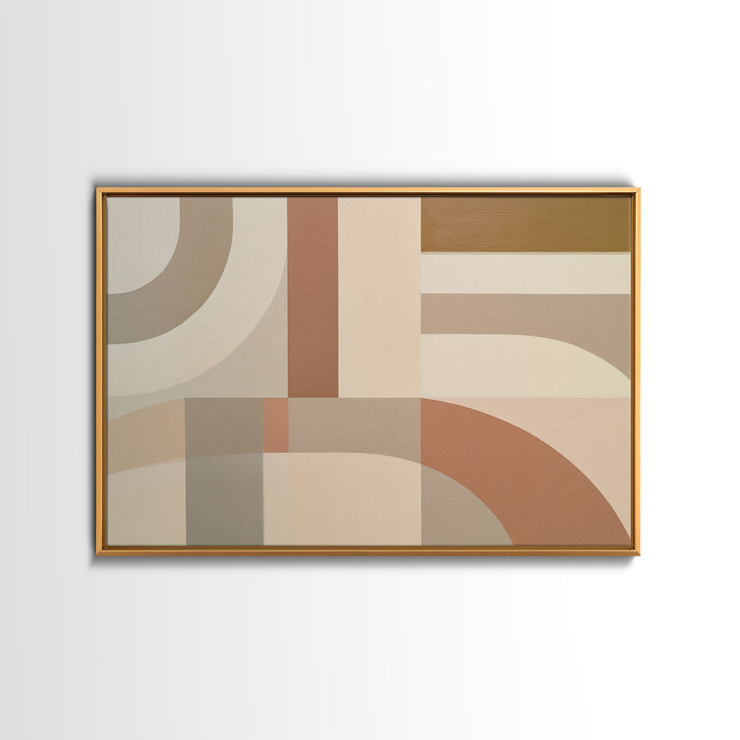 Soft Beige Geometric Abstraction Framed Canvas Print, Scandinavian Art, Modern Wall Art, Living Room Decor, Fine Art, Nordic, SCA-3x2-7