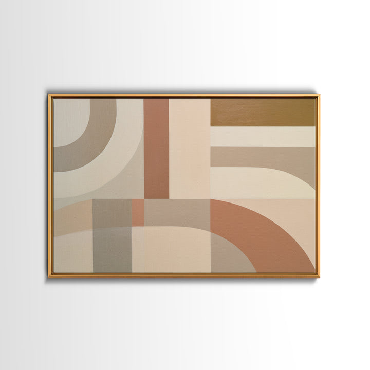 Soft Beige Geometric Abstraction Framed Canvas Print, Scandinavian Art, Modern Wall Art, Living Room Decor, Fine Art, Nordic, SCA-3x2-7