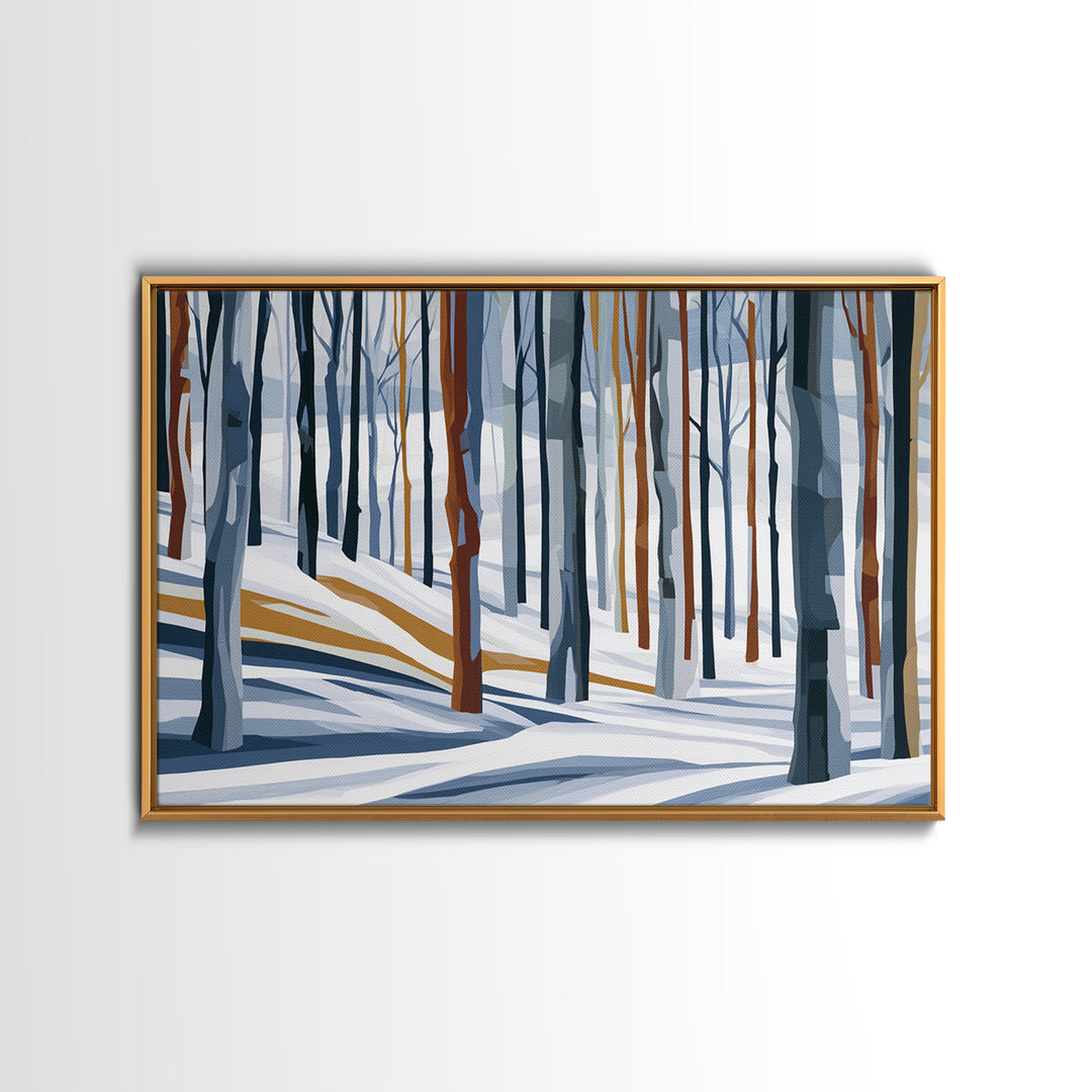 Snowy Nordic Forest Framed Canvas Print, Scandinavian Art, Decor, Living Room Decor, Fine Art, Nordic, Printable Art, SCA-3x2-77