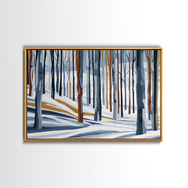 Snowy Nordic Forest Framed Canvas Print, Scandinavian Art, Decor, Living Room Decor, Fine Art, Nordic, Printable Art, SCA-3x2-77