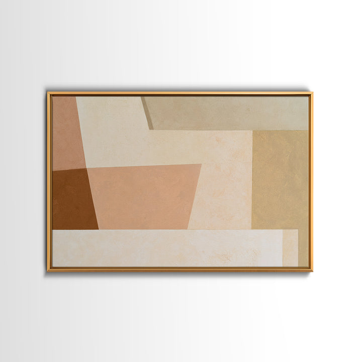 Soft Beige Geometric Abstraction Framed Canvas Print, Scandinavian Art, Living Room Decor, Abstract Art, Nordic, SCA-3x2-79