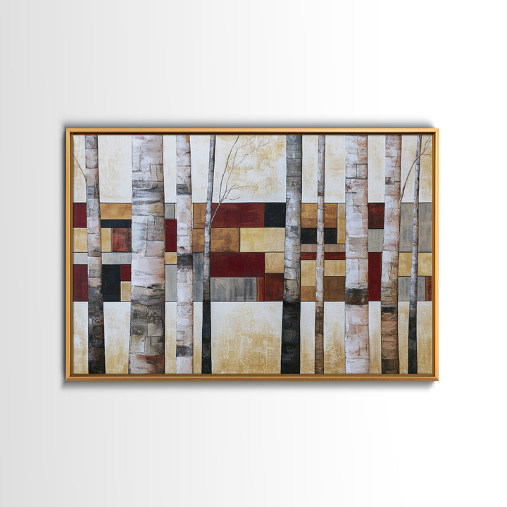 Birch Tree Trunks Framed Canvas Print, Scandinavian Art, Wall Art, Living Room Decor, Fine Art, Nordic, Large Wall Art, SCA-3x2-85