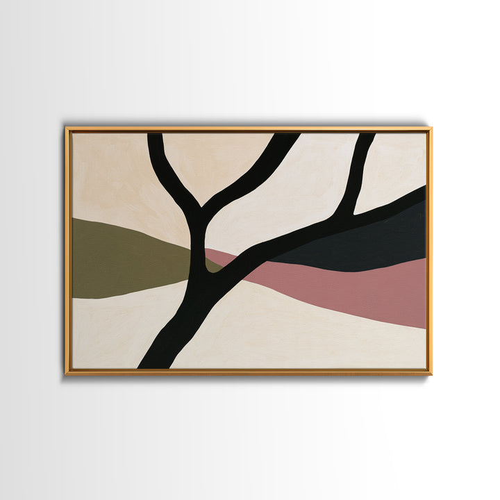Single Black Branch on Warm White Background Canvas Print, Scandinavian Art, Canvas Art, Living Room Decor, Nordic, SCA-3x2-96