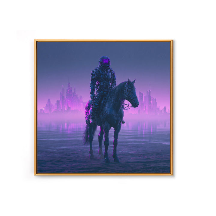 Space Explorer Horse Rider on Distant Planet Framed Canvas Print, Scifi Art, Neutral Decor, Living Room Decor, Fine Art, Orbit, SCI-1x1-21