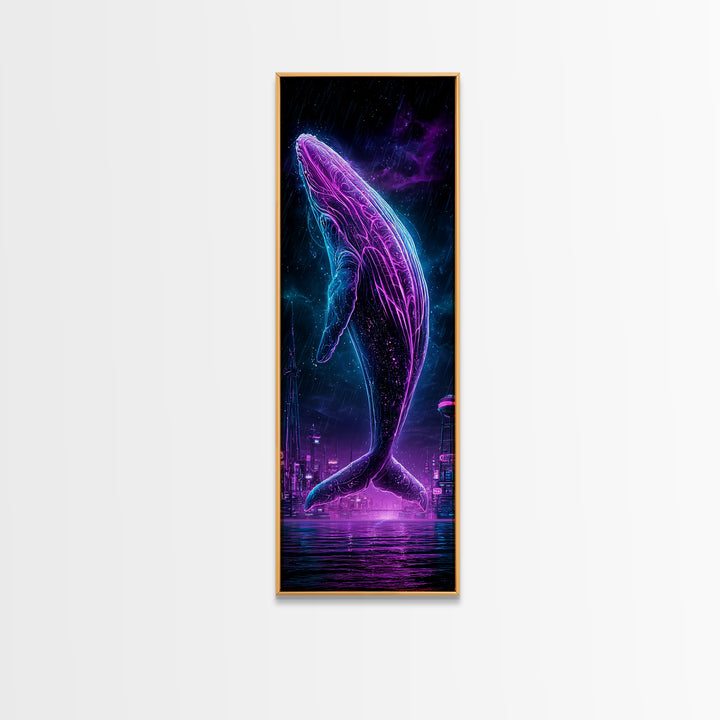 Cosmic Whale Swimming Through Deep Space Canvas Print, Scifi Art, Fantasy Art, Living Room Decor, Fine Art, Orbit, SCI-1x3-100