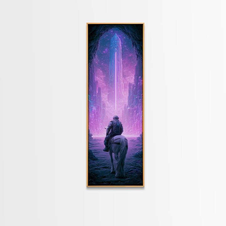 Space Explorer Horse Rider on Distant Planet Canvas Print, Scifi Art, Living Room Art, Living Room Decor, Fine Art, Orbit, SCI-1x3-33