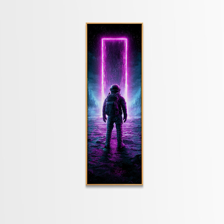 Astronaut Standing Before a Glowing Monolith Canvas Print, Scifi Art, Gallery Decor, Living Room Decor, Fine Art, Orbit, SCI-1x3-38
