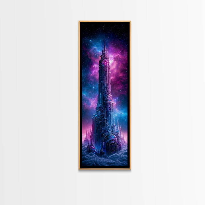 Starship Cockpit View of Nebula Clouds Framed Canvas Print, Scifi Art, Gallery Decor, Living Room Decor, Fine Art, Orbit, SCI-1x3-71