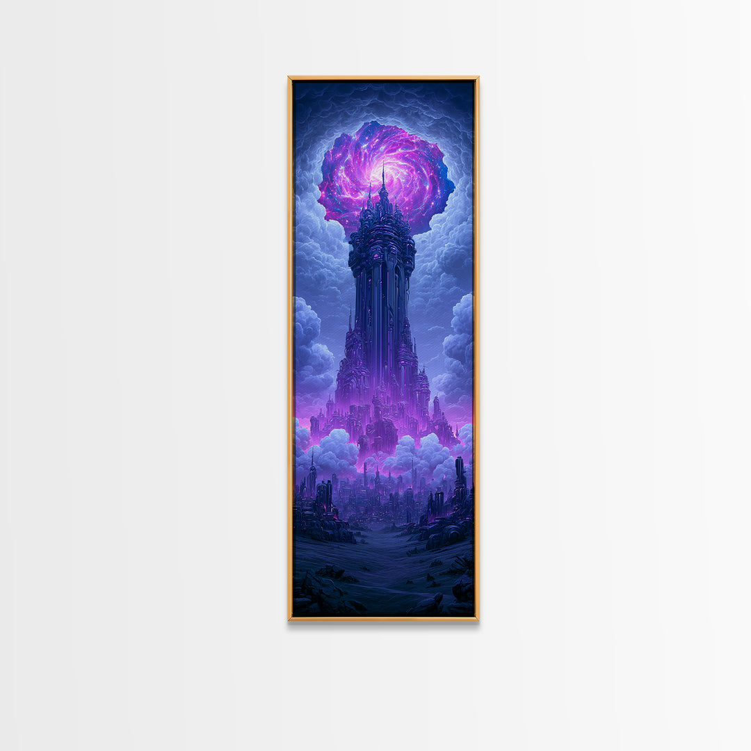 Wormhole Opening over Barren Landscape Canvas Print, Scifi Art, Poster, Living Room Decor, Fine Art, Orbit, Retro Wall Art, SCI-1x3-77