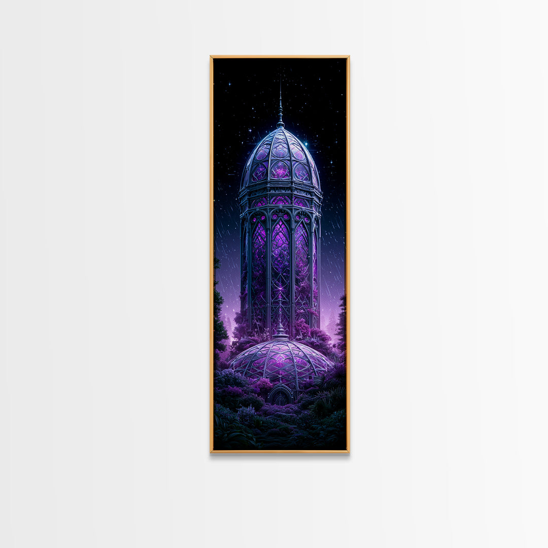 Futuristic Botanical Dome Framed Canvas Print, Scifi Art, Living Room Art, Living Room Decor, Oil Painting, Orbit, Space Poster, SCI-1x3-84
