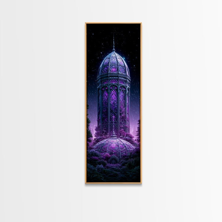 Futuristic Botanical Dome Framed Canvas Print, Scifi Art, Living Room Art, Living Room Decor, Oil Painting, Orbit, Space Poster, SCI-1x3-84