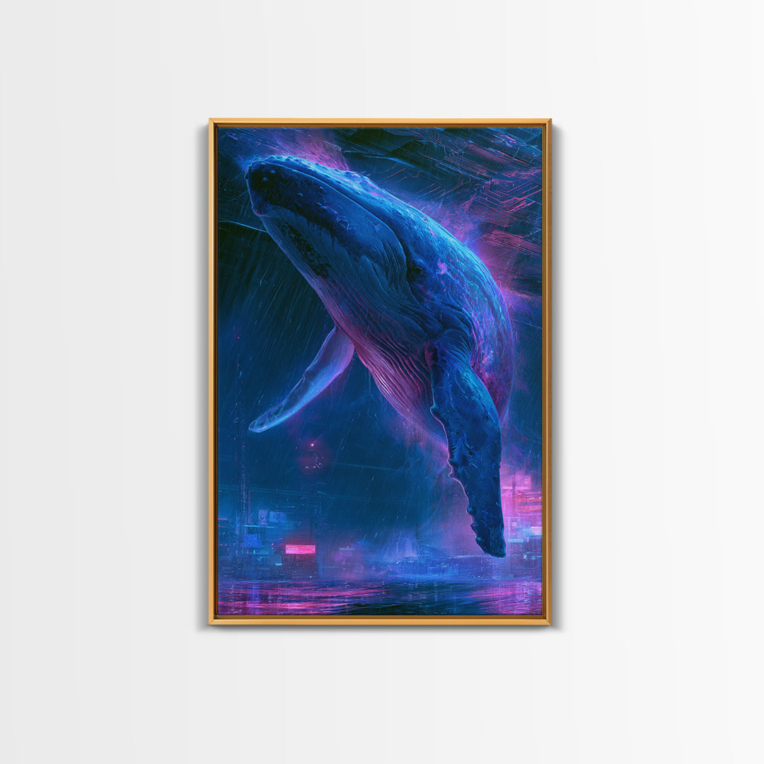 Cosmic Whale Swimming Through Deep Space Canvas Print, Scifi Art, Pop Art, Living Room Decor, Fine Art, Orbit, Gallery Decor, SCI-2x3-96