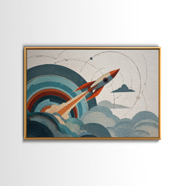 Abandoned Spacecraft Overgrown Canvas Print, Scifi Art, Pop Art, Living Room Decor, Orbit, Gallery Decor, Neutral Decor, SCI-3x2-38