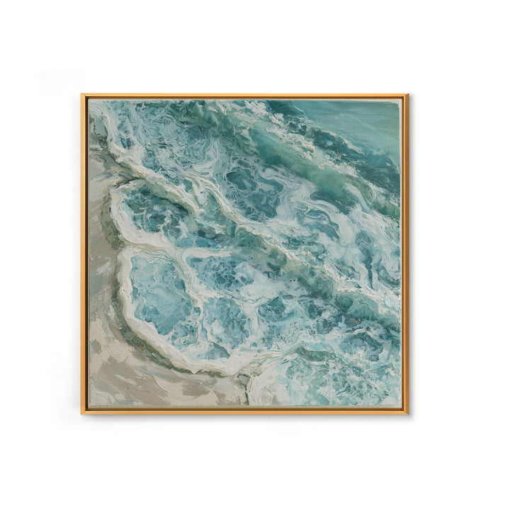 Ocean Foam Patterns from Above Framed Canvas Print, Seascape Art, Digital Prints, Coastal Decor, Oil Painting, Seascape, SEA-1x1-12