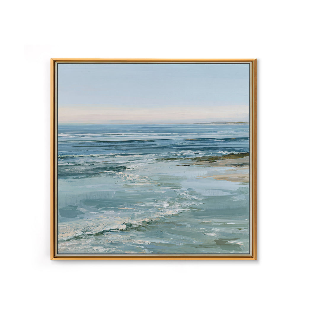 Calm Blue Horizon Framed Canvas Print, Seascape Art, Living Room Decor, Coastal Decor, Oil Painting, Seascape, Gallery Decor, SEA-1x1-2