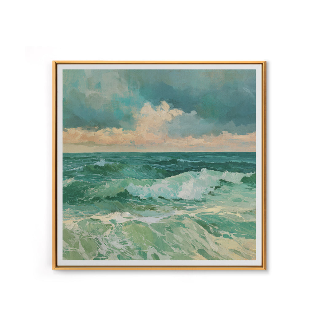 Turbulent Green Sea Framed Canvas Print, Seascape Art, Fine Art Print, Coastal Decor, Abstract Art, Seascape, Digital Prints, SEA-1x1-33