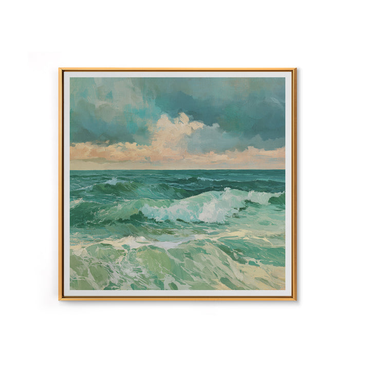 Turbulent Green Sea Framed Canvas Print, Seascape Art, Fine Art Print, Coastal Decor, Abstract Art, Seascape, Digital Prints, SEA-1x1-33