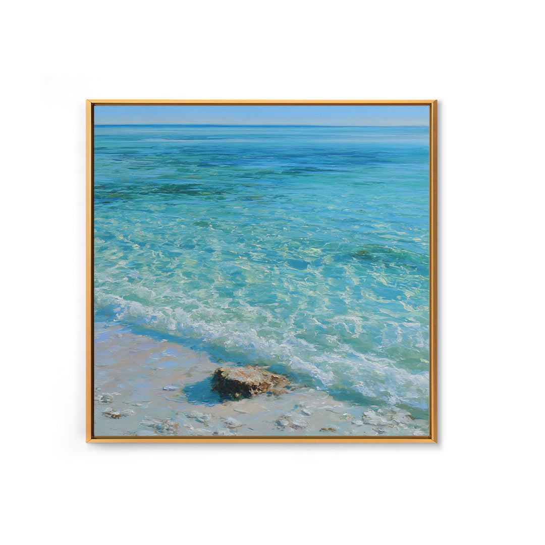 Tropical Lagoon with Transparent Shallows Framed Canvas Print, Seascape Art, Coastal Wall Art, Coastal Decor, Watercolor Art, SEA-1x1-34