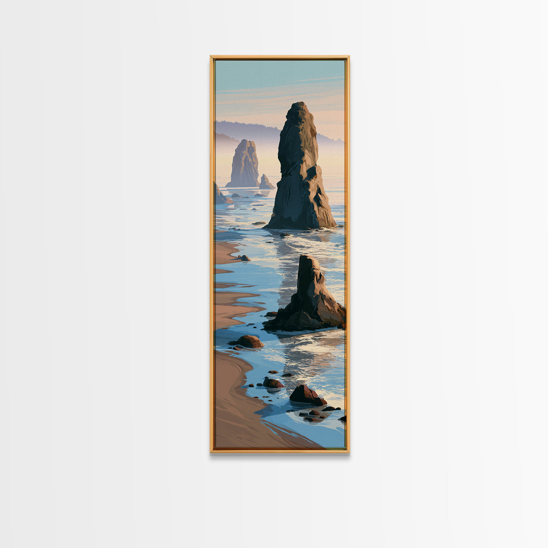 Sea Stack Rocks Canvas Print, Seascape Art, Original Art, Coastal Decor, Oil Painting, Seascape, Living Room Wall Art, SEA-1x3-55