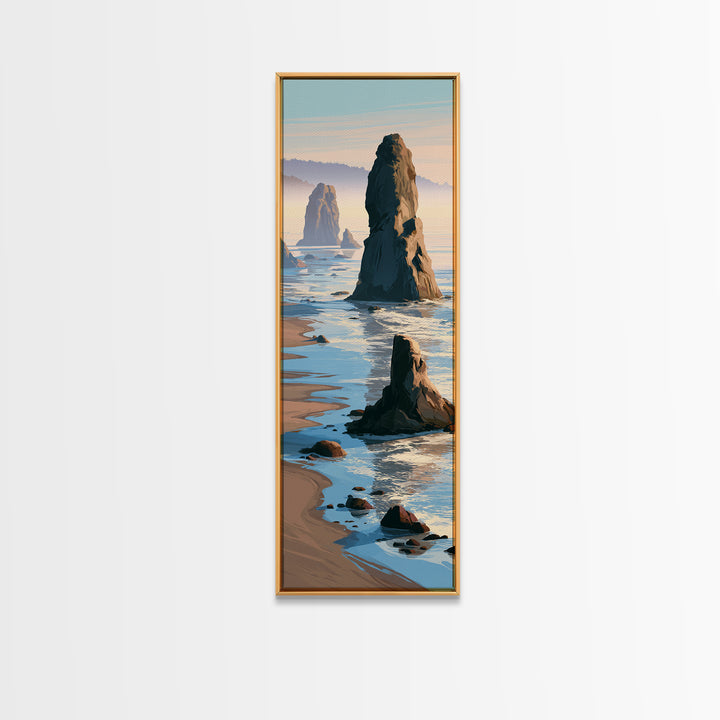 Sea Stack Rocks Canvas Print, Seascape Art, Original Art, Coastal Decor, Oil Painting, Seascape, Living Room Wall Art, SEA-1x3-55