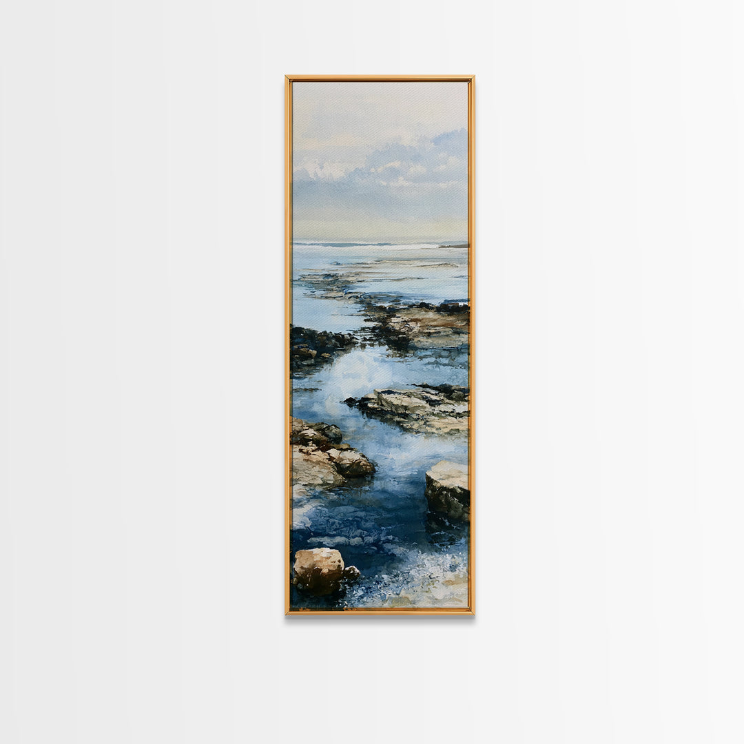 Rocky Tidepool with Reflections Canvas Print, Seascape Art, Coastal Wall Art, Coastal Decor, Fine Art, Seascape, Luxury Decor, SEA-1x3-95