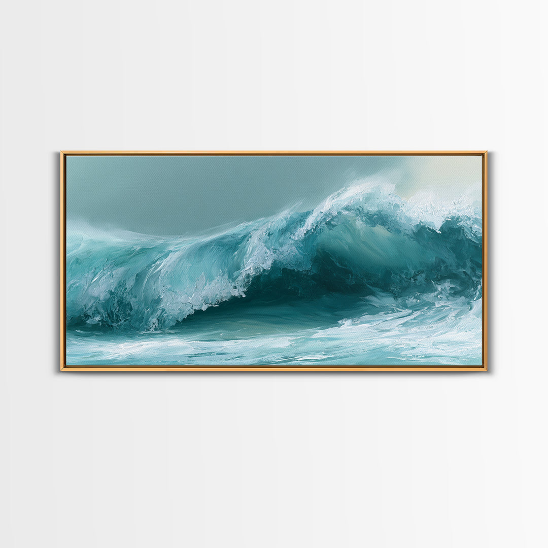 Abstract Wave Curl Framed Canvas Print, Seascape Art, Original Art, Coastal Decor, Fine Art, Seascape, Living Room Wall Art, SEA-2x1-3