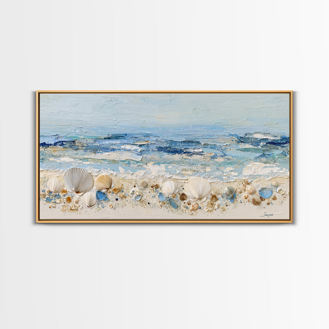 Rocky Tidepool with Reflections Framed Canvas Print, Seascape Art, Nautical Decor, Coastal Decor, Fine Art, Seascape, SEA-2x1-79