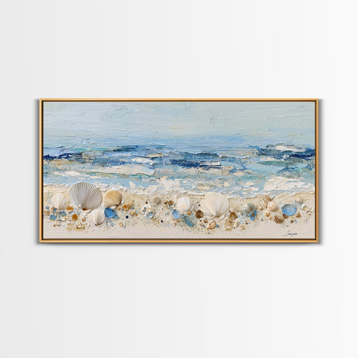 Rocky Tidepool with Reflections Framed Canvas Print, Seascape Art, Nautical Decor, Coastal Decor, Fine Art, Seascape, SEA-2x1-79