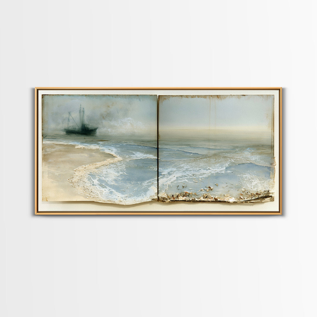 Fishing Boat Silhouette Canvas Print, Seascape Art, Wall Art, Coastal Decor, Fine Art, Seascape, Abstract Art, Bedroom Decor, SEA-2x1-82