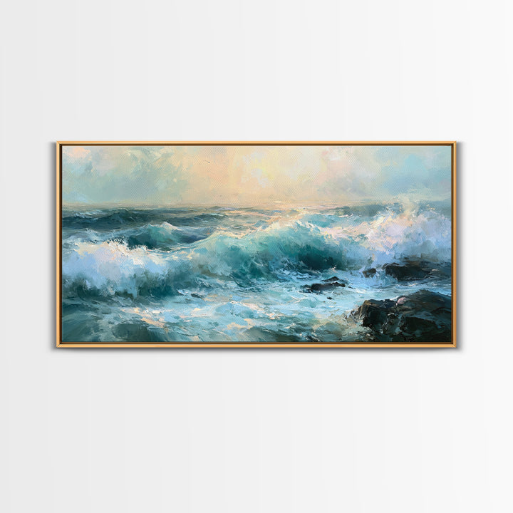 Storm Waves Crashing Canvas Print, Seascape Art, Canvas Wall Art, Coastal Decor, Fine Art, Seascape, Bedroom Wall Art, SEA-2x1-93