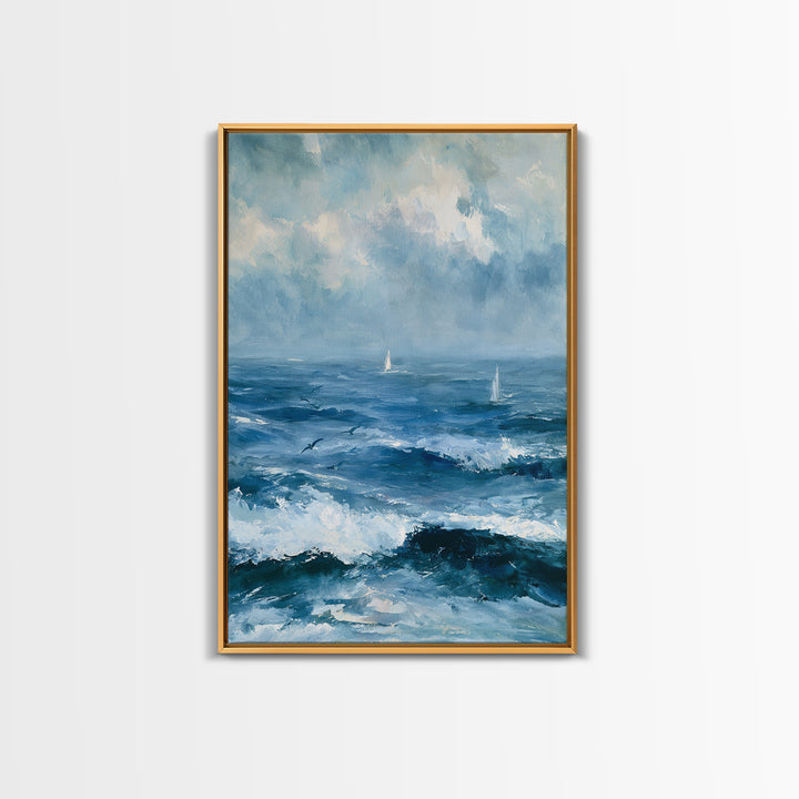Whitecaps Rolling under Storm Light Canvas Print, Seascape Art, Printable Wall Art, Coastal Decor, Fine Art, Seascape, SEA-2x3-45