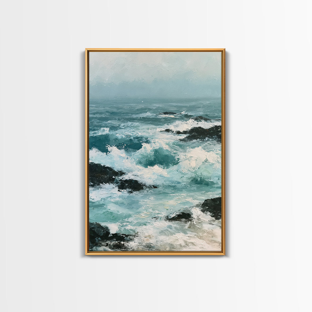 Storm Waves Crashing Canvas Print, Seascape Art, Bedroom Decor, Coastal Decor, Oil Painting, Seascape, Coastal Wall Art, SEA-2x3-57